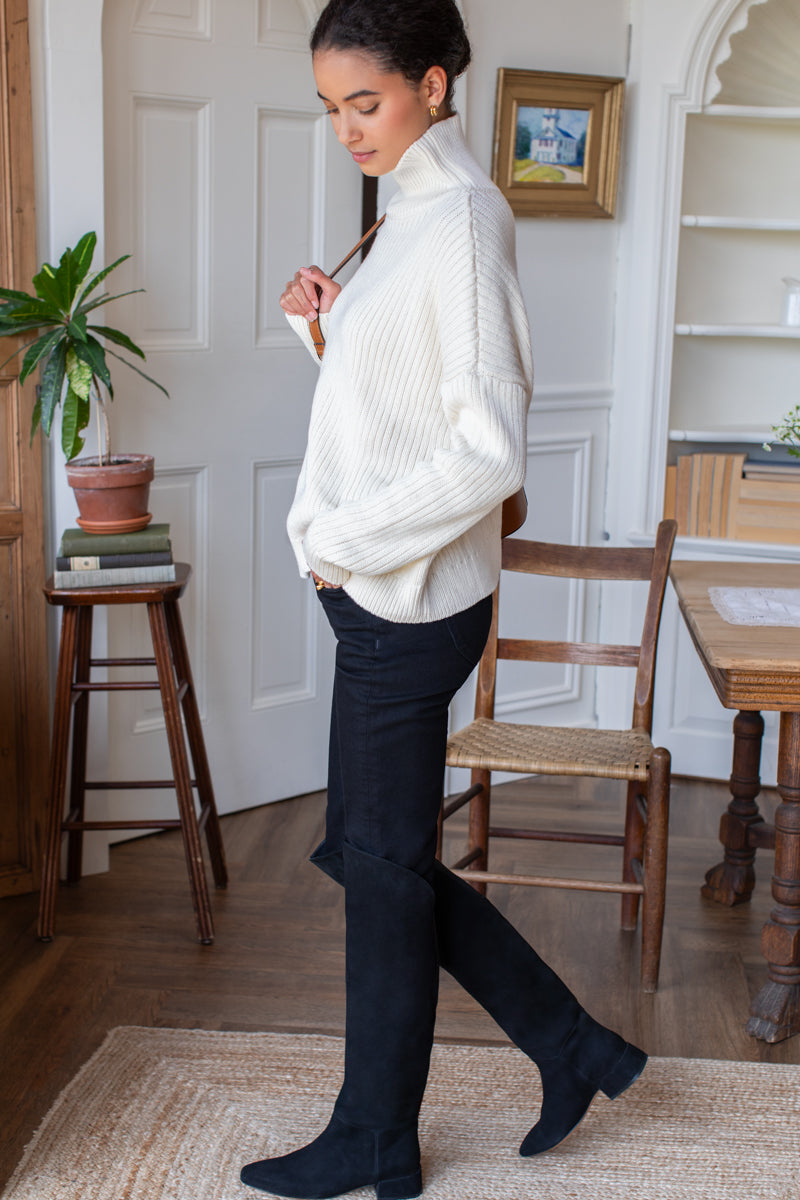 Over The Knee Boot - Black Suede