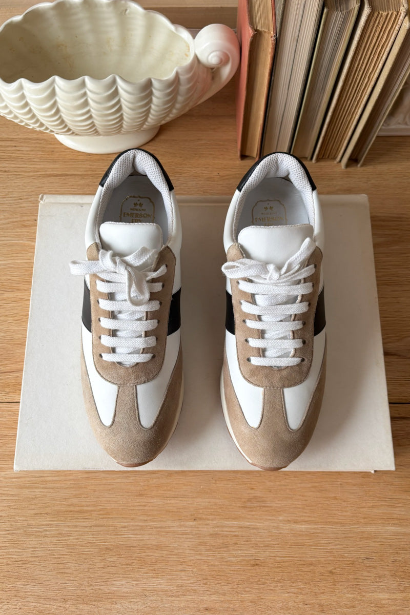 Daily Trainer - Taupe Suede, Black + Ivory Leather