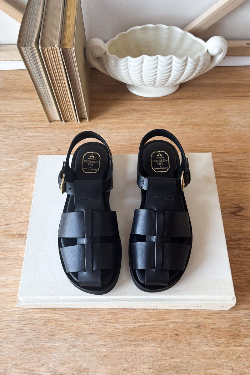 Fisherman Sandal - Black Leather