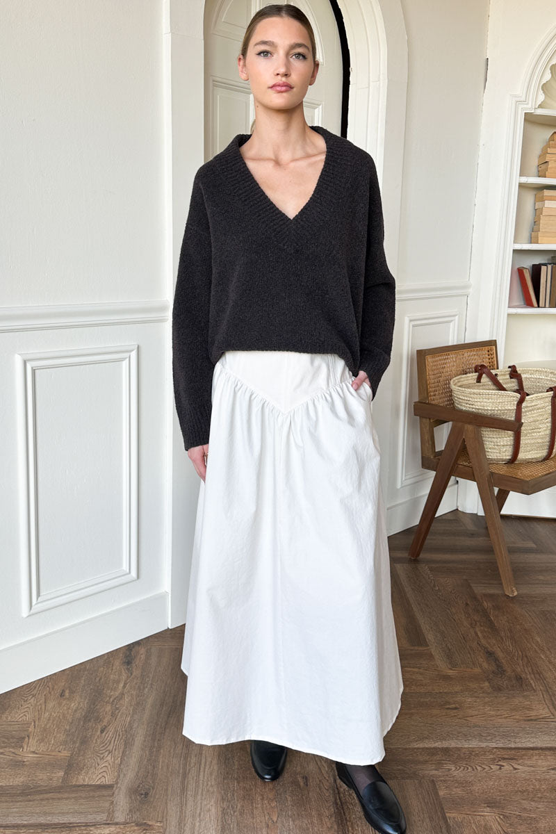 A Line Maxi Skirt - White Swan