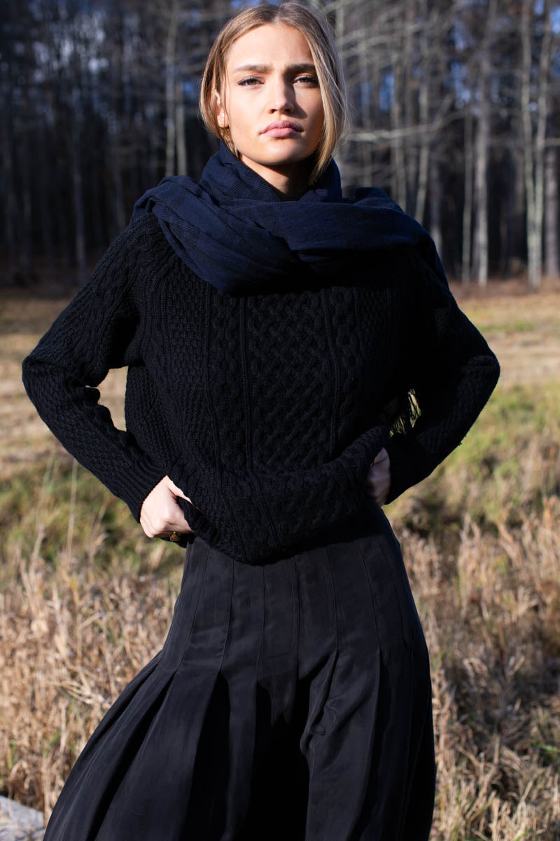 Handloom Scarf - Midnight Stripe