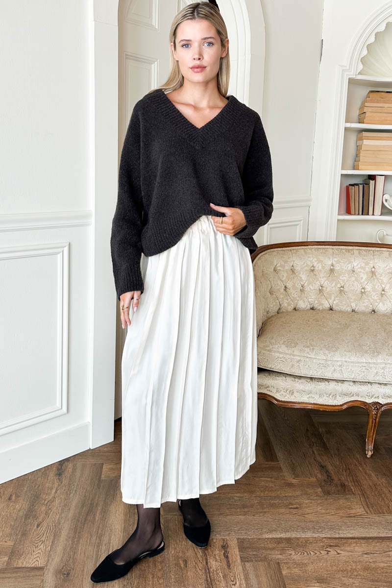 Soft Pleated Maxi Skirt - Arctic Wolf