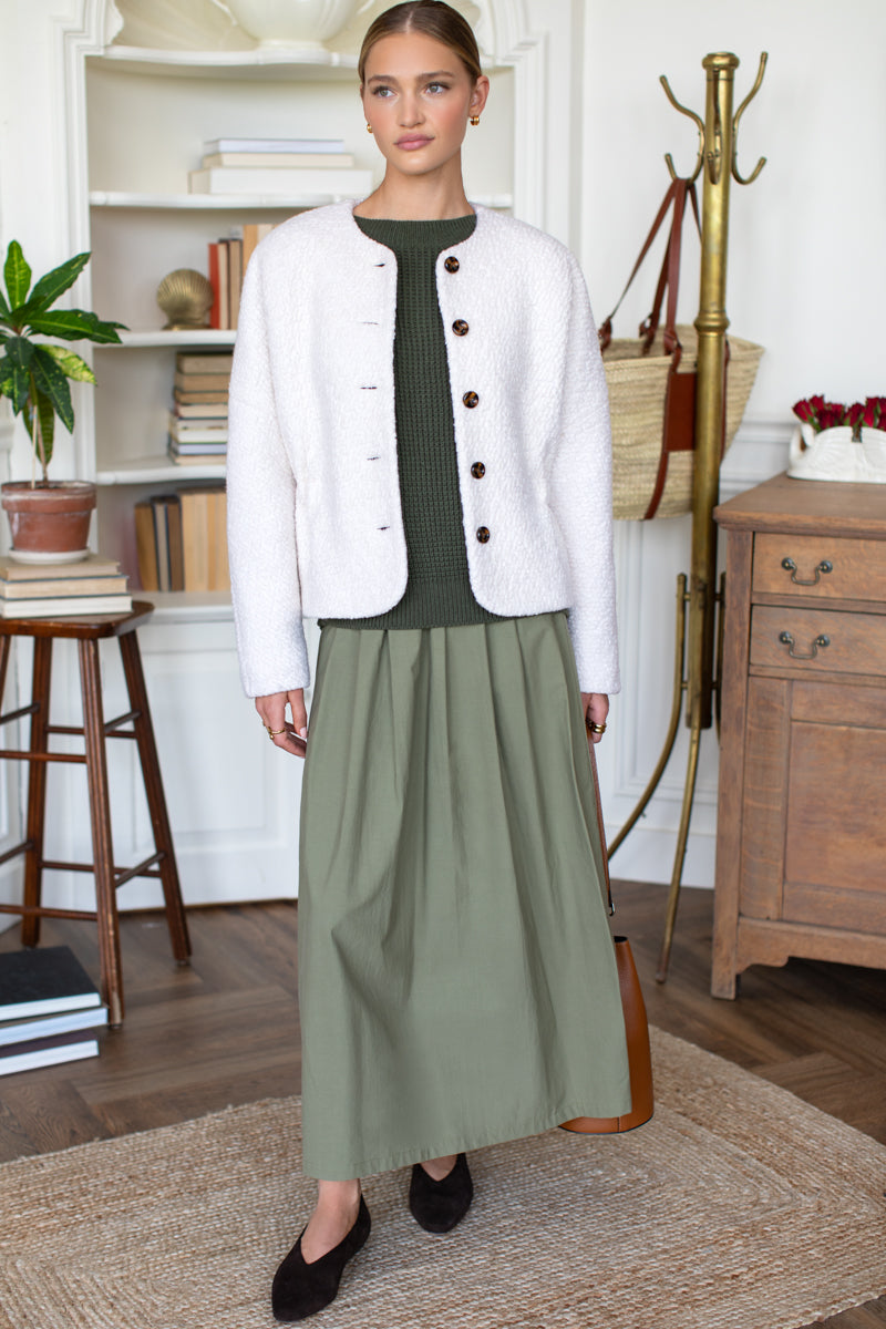 Soft Pleated Maxi Skirt - Laurel Green