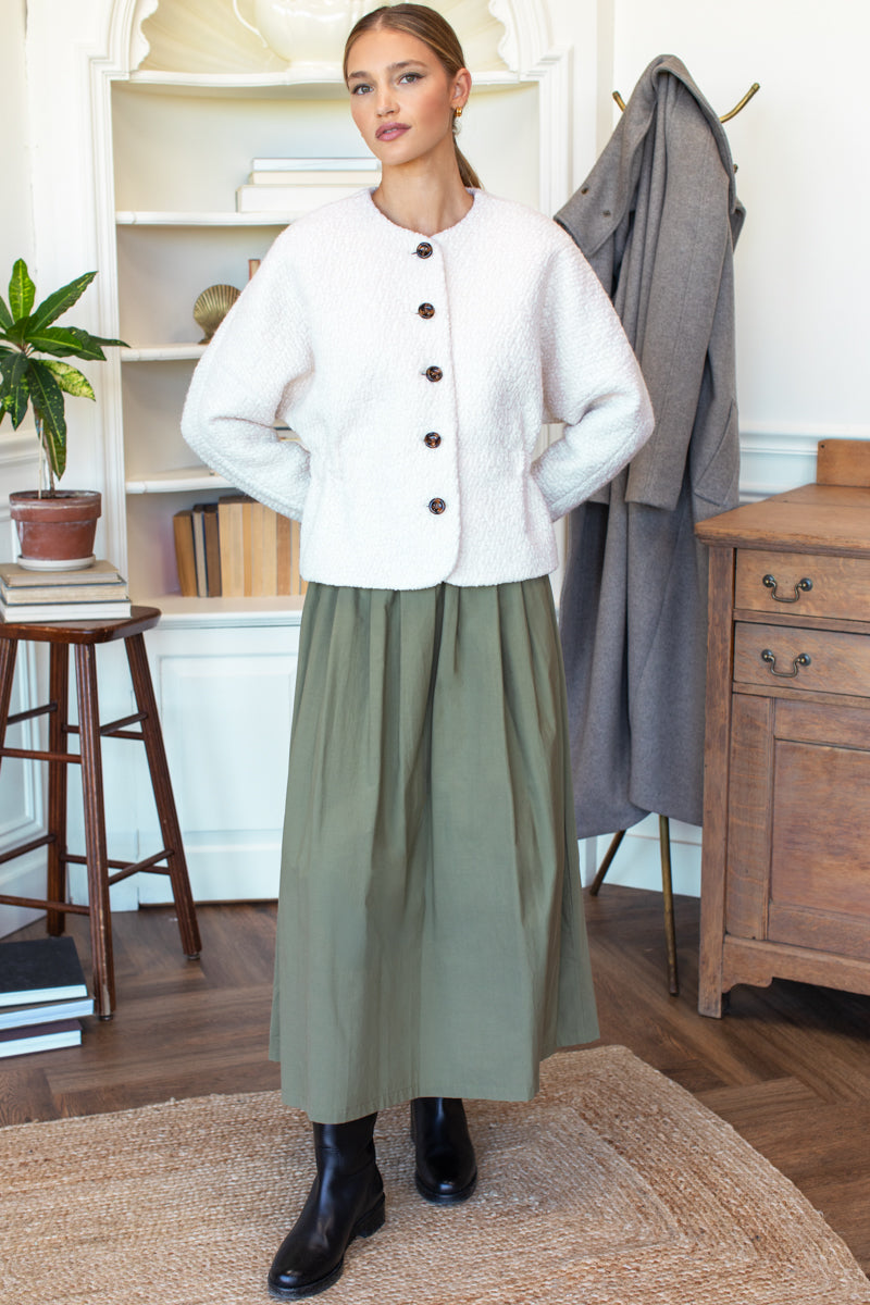 Soft Pleated Maxi Skirt - Laurel Green