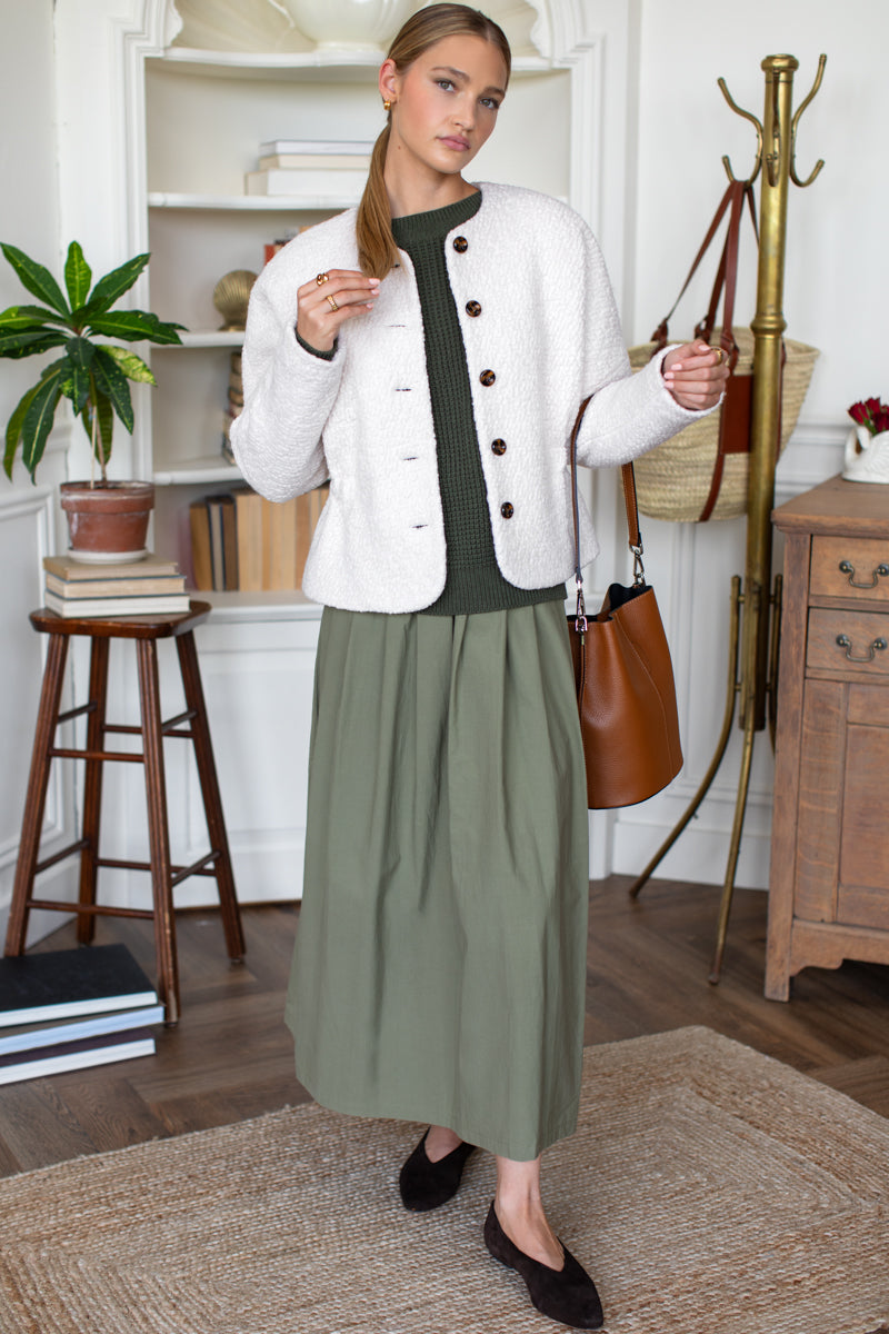 Soft Pleated Maxi Skirt - Laurel Green