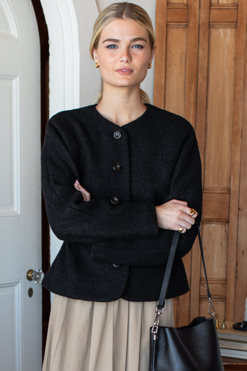 Atelier Cinch Jacket - Black Boucle