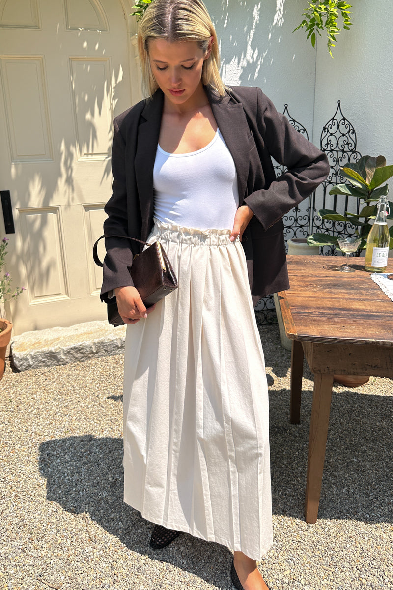 Soft Pleated Maxi Skirt - White Swan