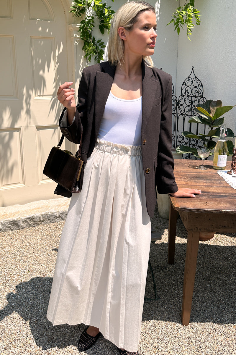 Soft Pleated Maxi Skirt - White Swan