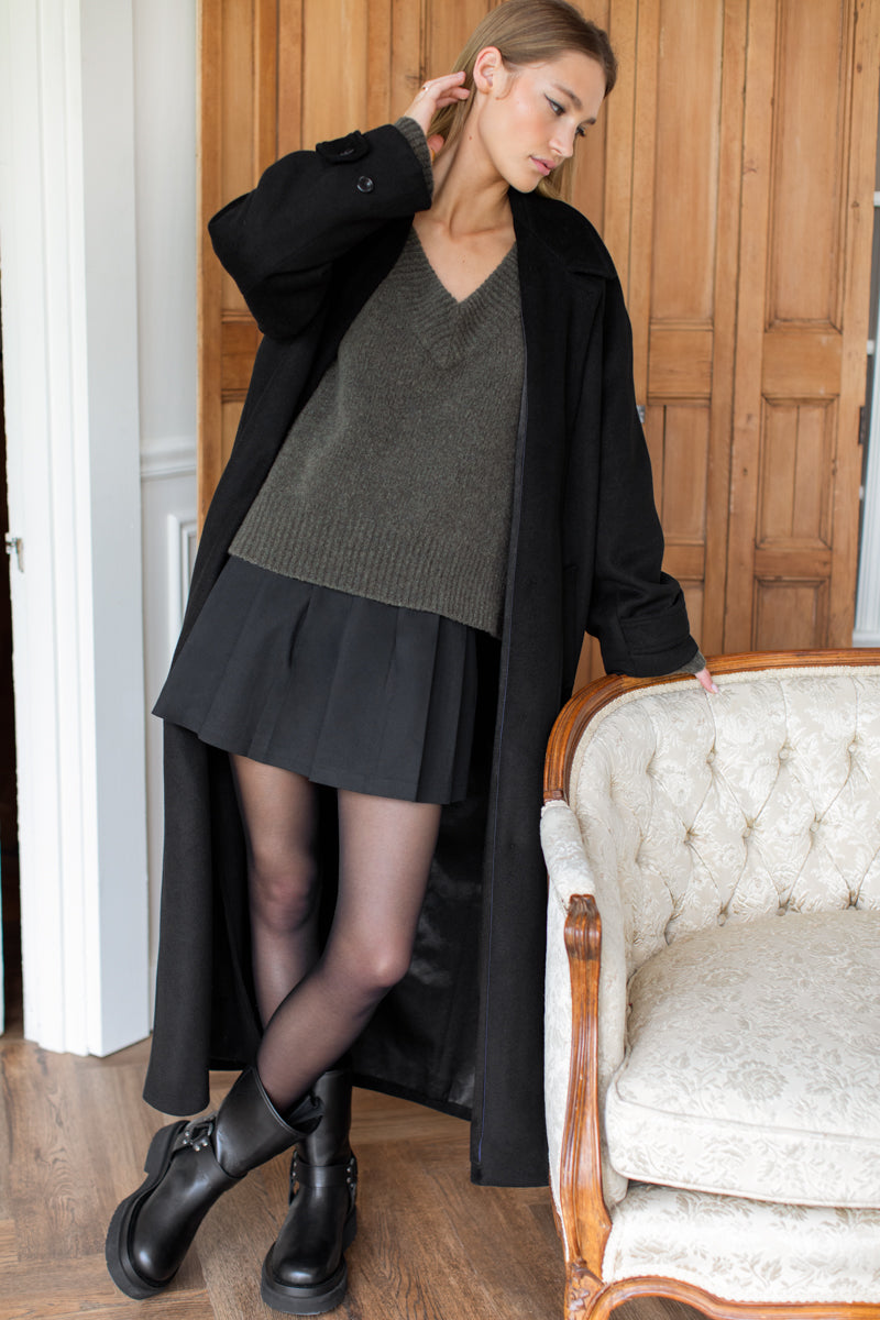 Soft Pleated Mini Skirt - Black Swan