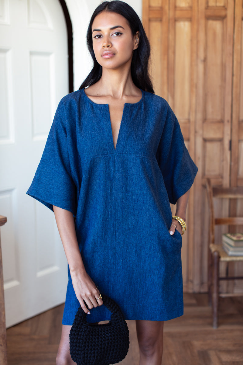 Structured Dress - Hemp Indigo XS Structured Dress - Hemp Indigo XS
