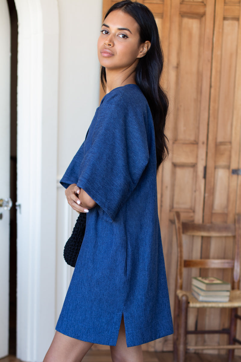 Structured Dress - Hemp Indigo