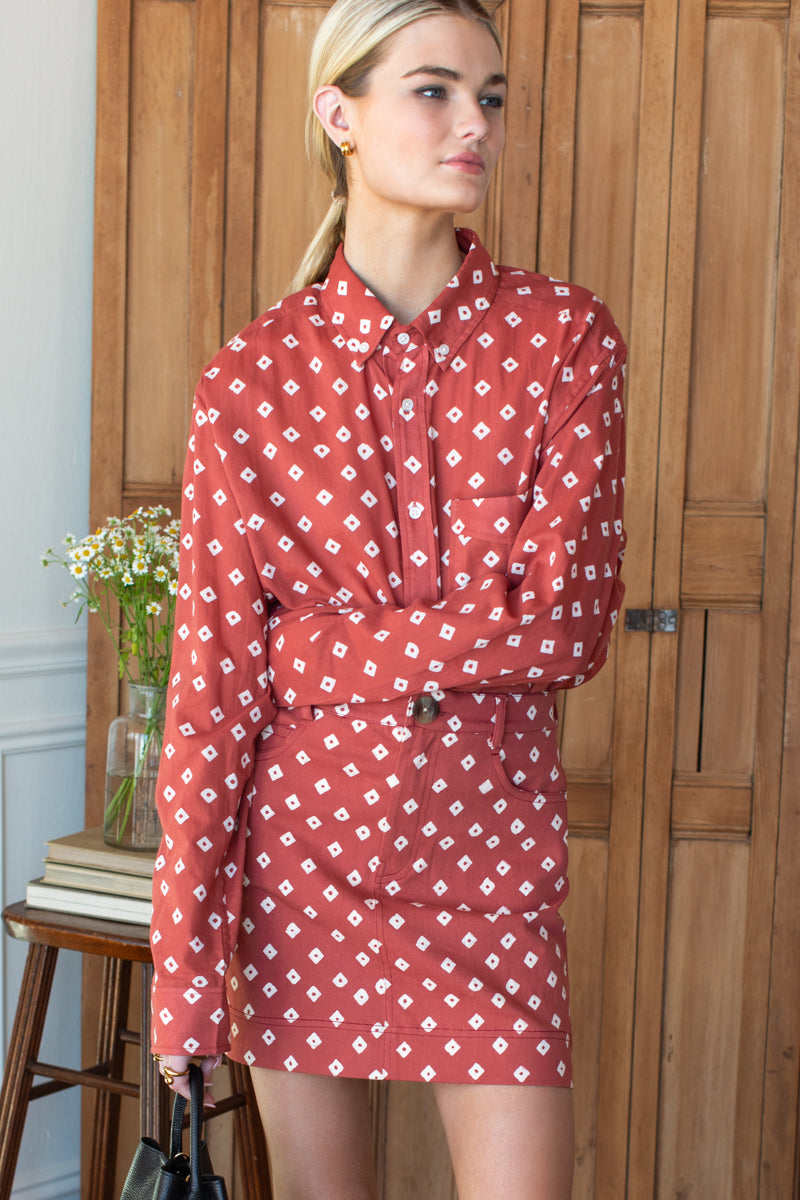 Studio Pocket Skirt - Antique Rouge Diamonds Organic