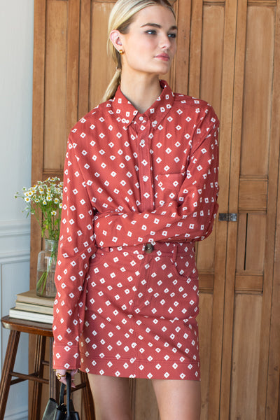 Studio Pocket Skirt - Antique Rouge Diamonds Organic