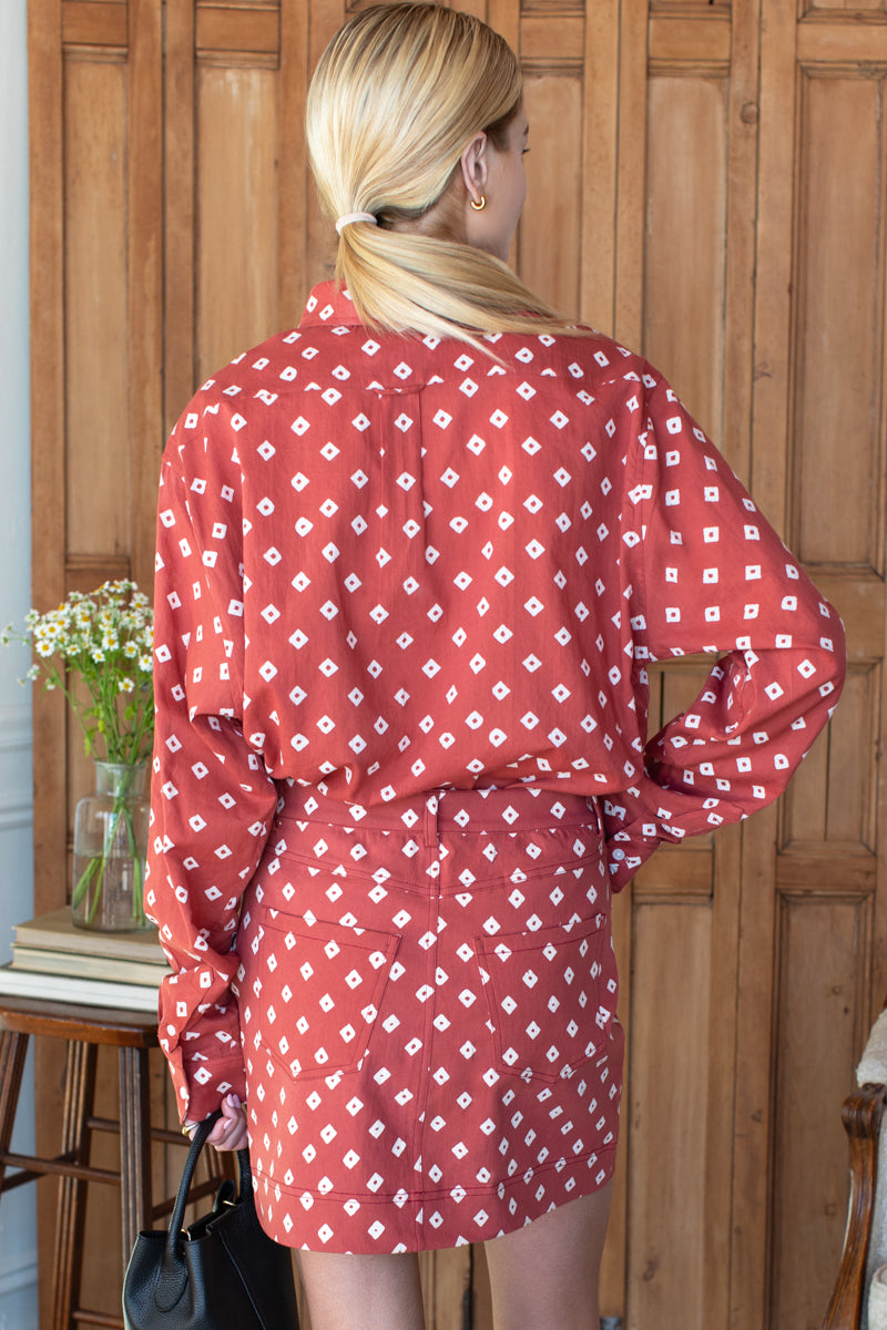 Studio Pocket Skirt - Antique Rouge Diamonds Organic