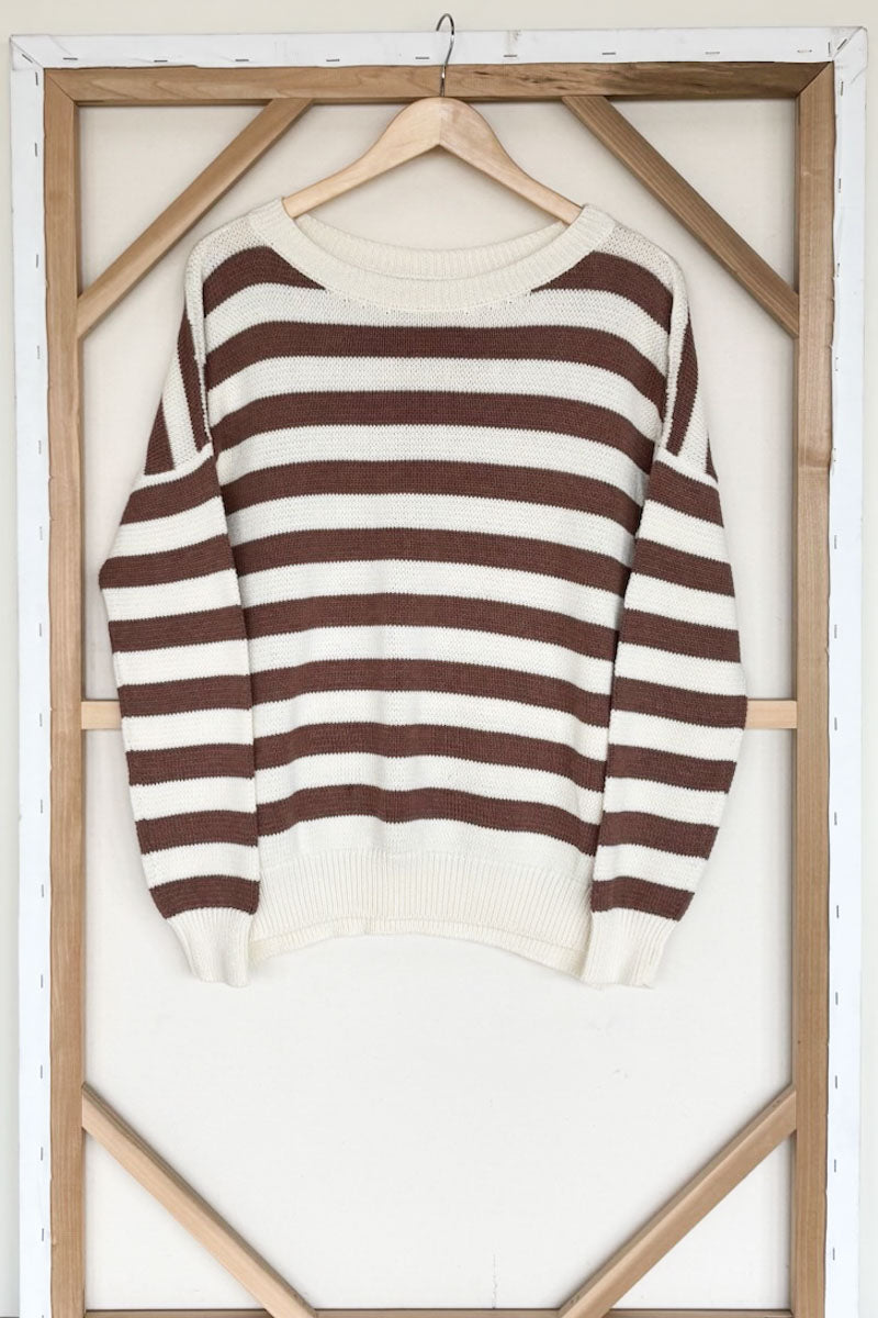 Carolyn Sweater - Mocha French Stripe Organic