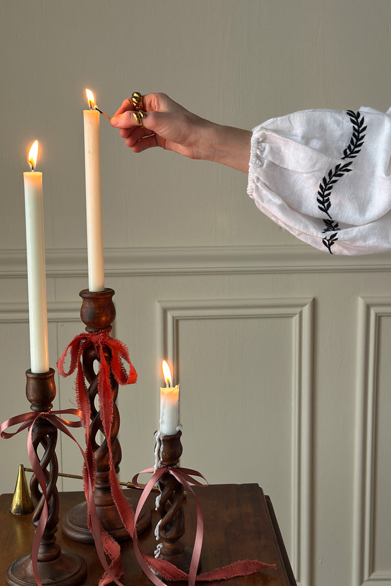 Folk Maxi Dress - White Dove Embroidery Linen