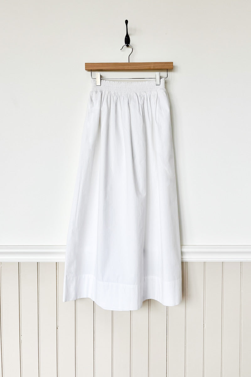 Wide Hem Poplin Skirt - Bright White