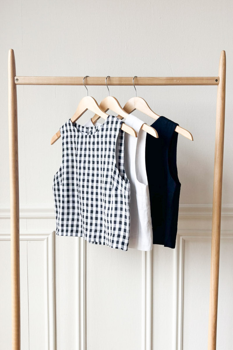 Studio Boxy Top - Black + White Check