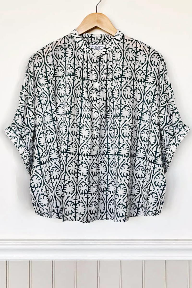 Mandarin Collar Top - Etoile Vine Forest Organic