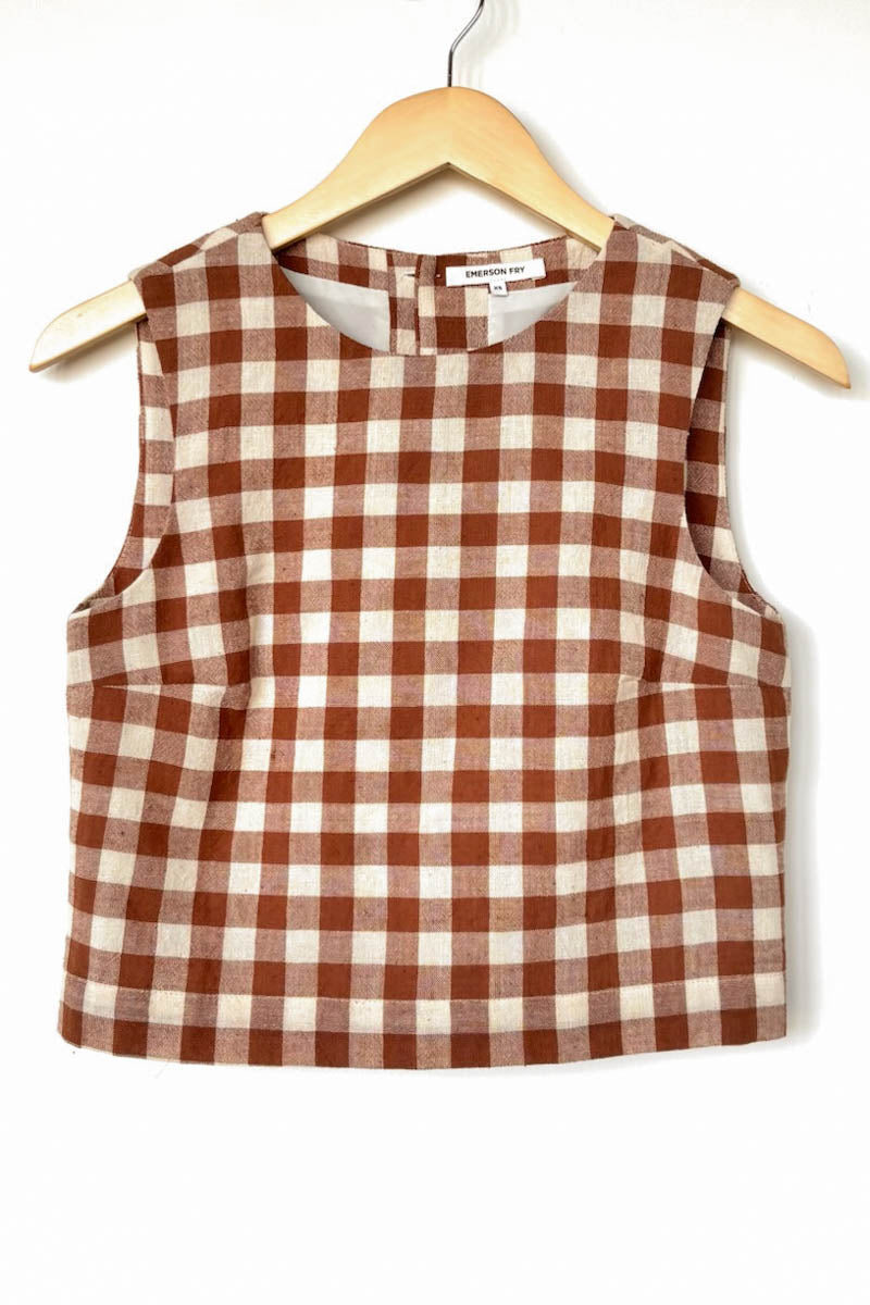 Studio Boxy Top - Handloom Gingham Rust