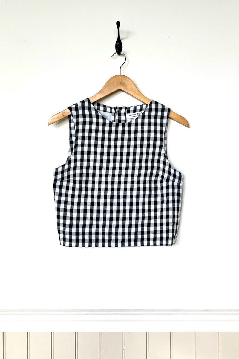 Studio Boxy Top - Black + White Check