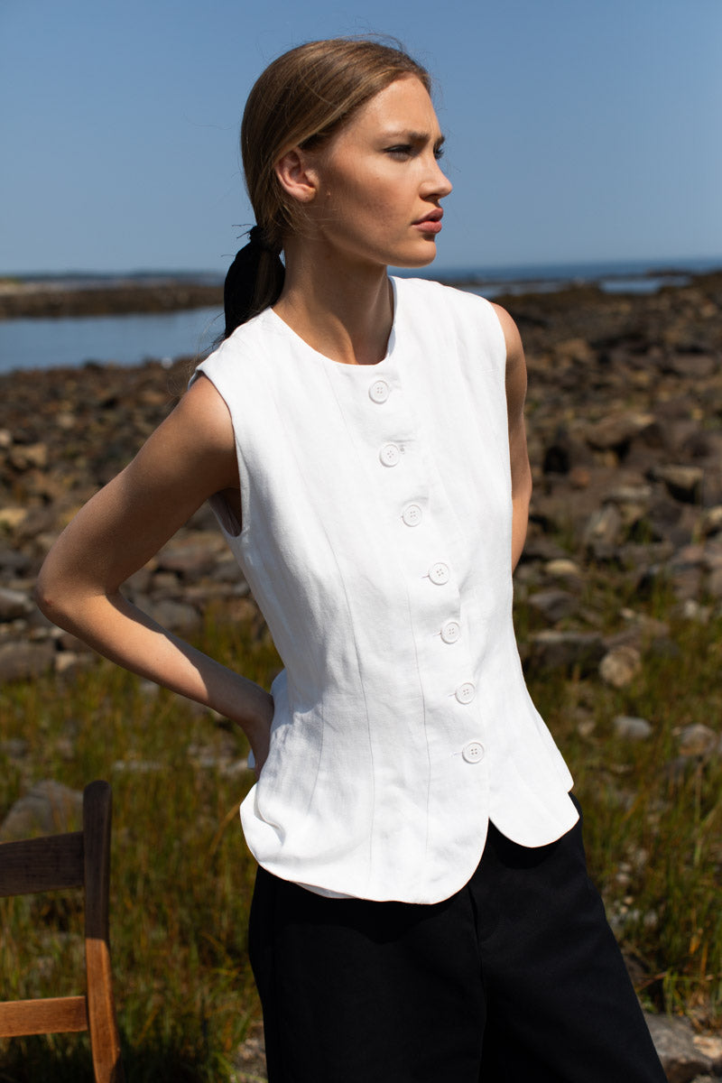 Iris Sleeveless Top - Ivory