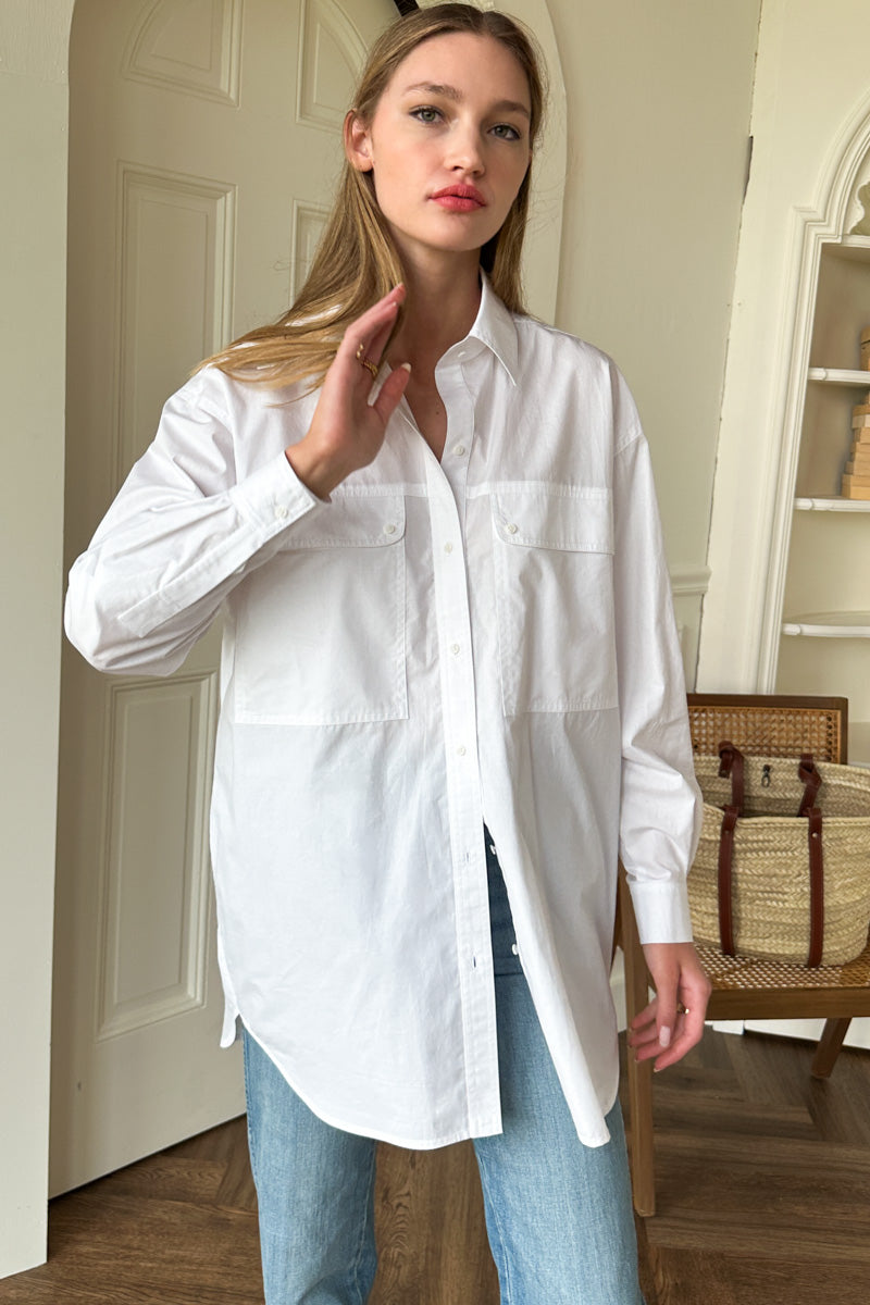 oversize dress shirt Oversized Button Up Dress Shirt in White