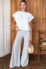 Tulip Wide Leg Pant - Juniper Stripe Linen - Emerson Fry