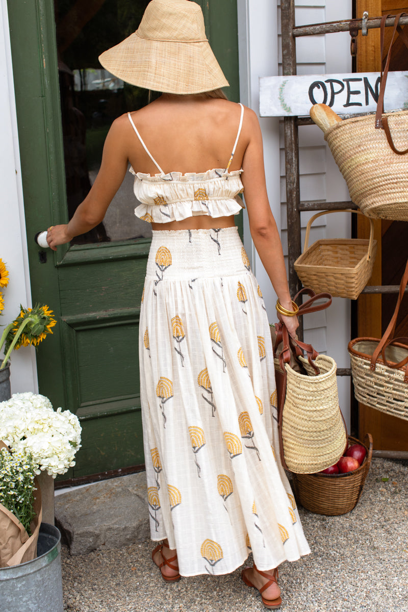 Vacation Top - Fan Flowers Marigold