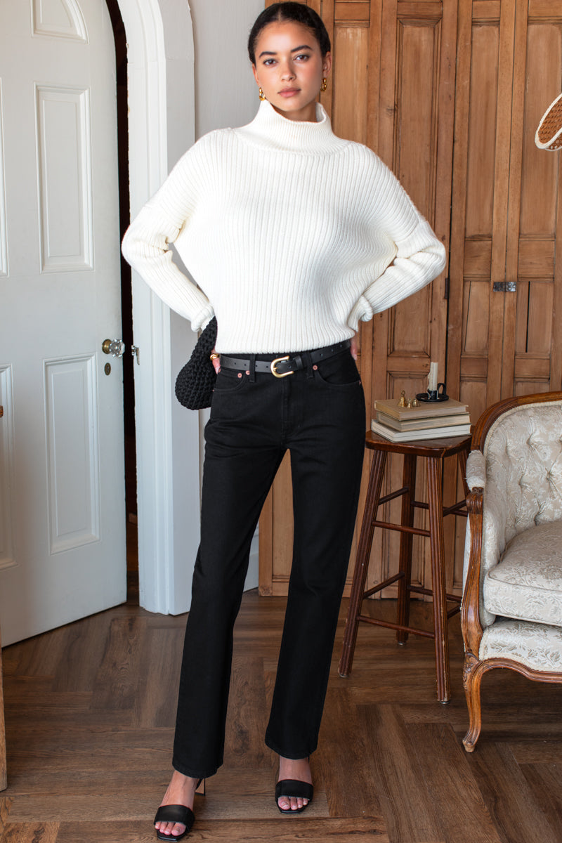 Carolyn Funnel Neck Sweater - Ivory Organic