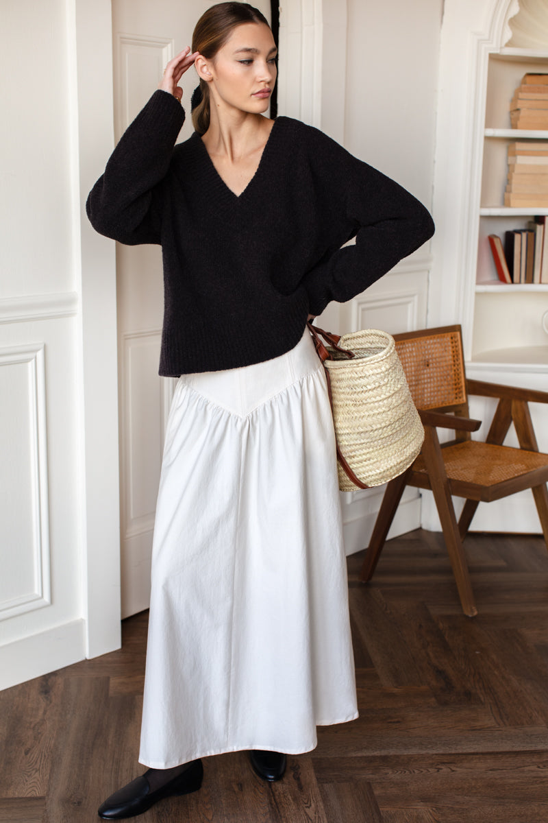 A Line Maxi Skirt - White Swan