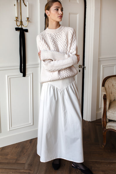 A Line Maxi Skirt - White Swan