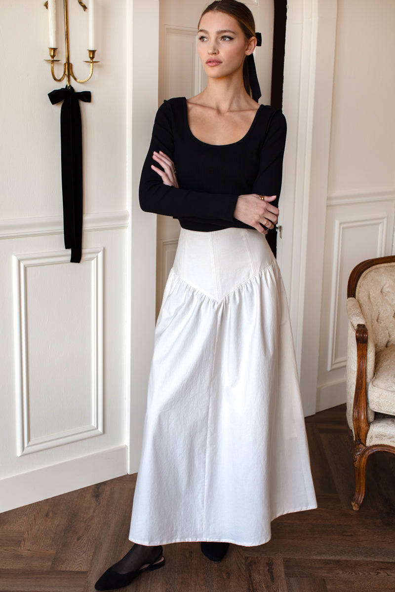 A Line Maxi Skirt - White Swan