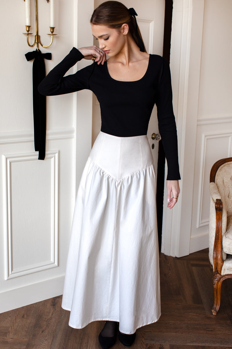 A Line Maxi Skirt - White Swan