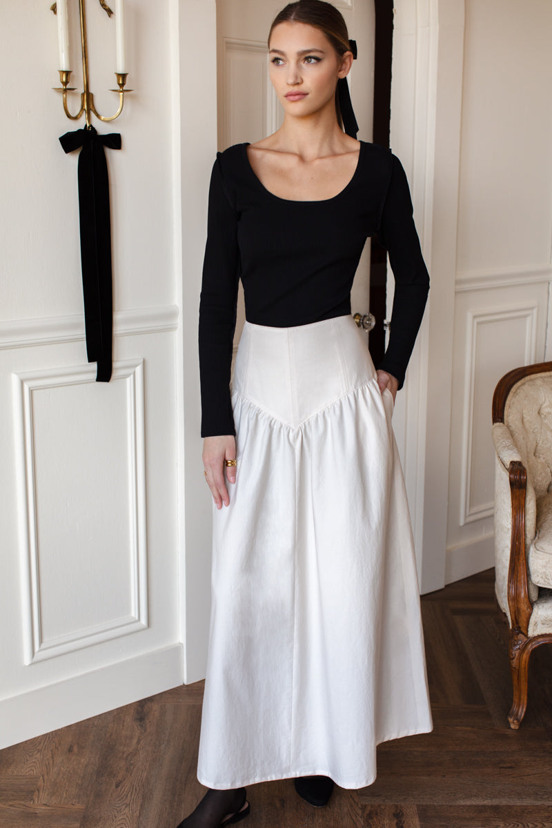 A Line Maxi Skirt - White Swan