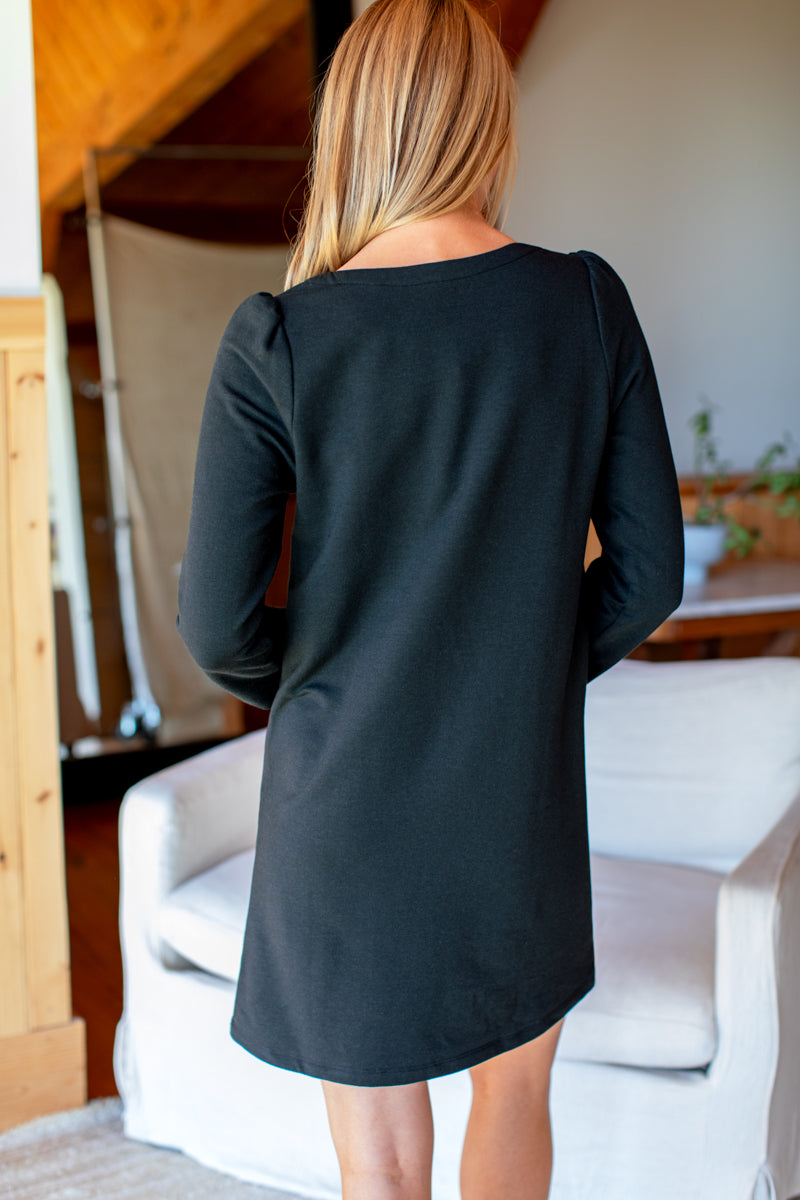 Alice Long Sleeve Dress - Black Organic