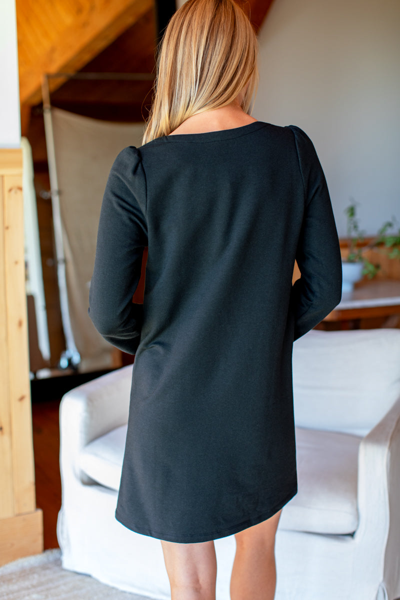 Alice Long Sleeve Dress - Black Organic - Emerson Fry Alice Long Sleeve Dress - Black Organic - Emerson Fry
