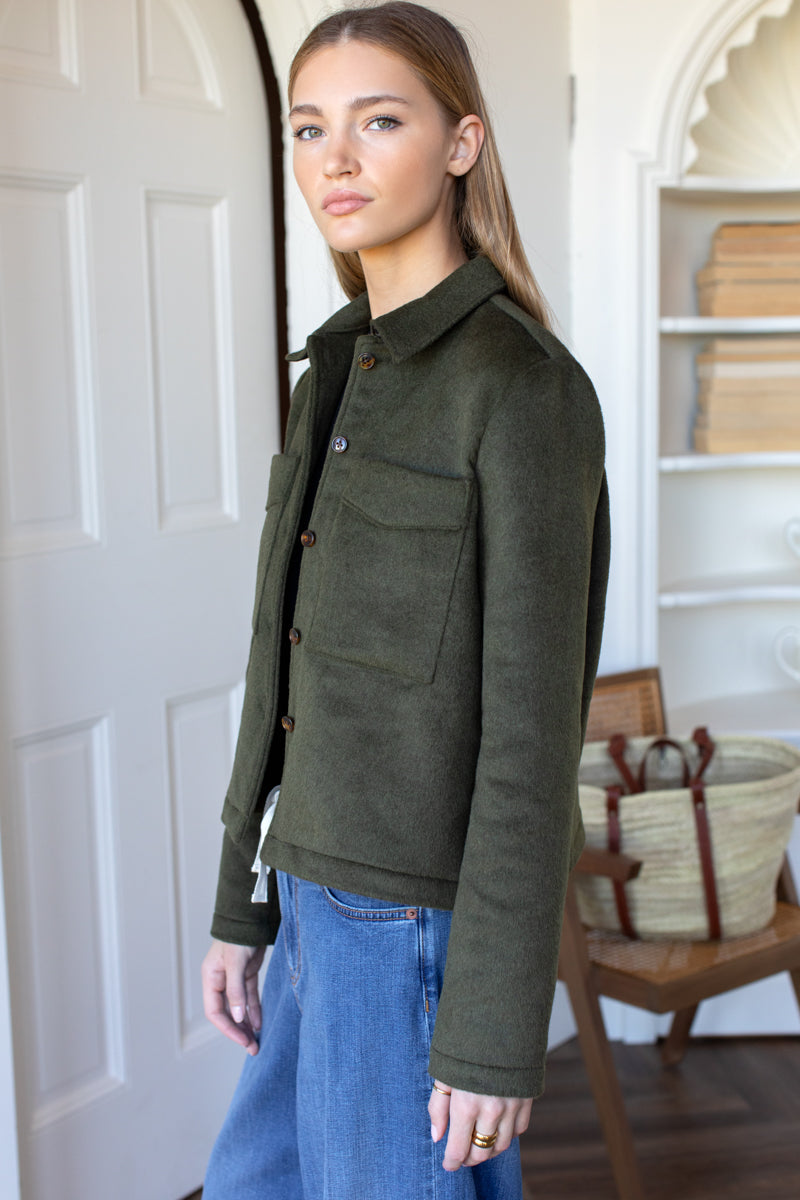 Atelier Pocket Shacket - Army Green Wool