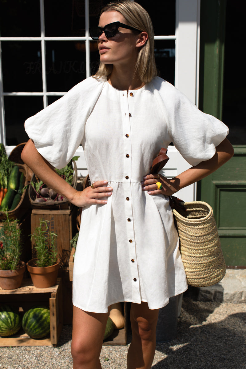 short white linen dress Bastille Short Dress