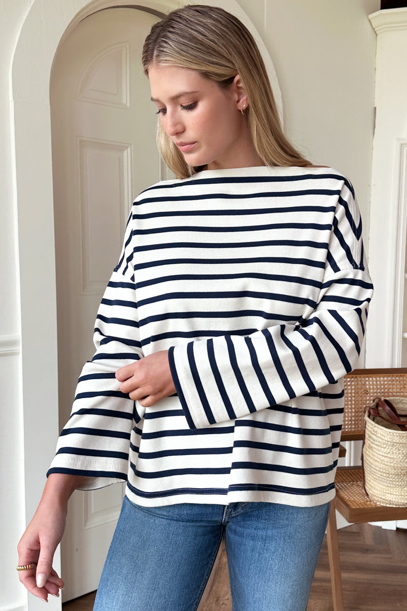 Bateau Top - Navy Stripe