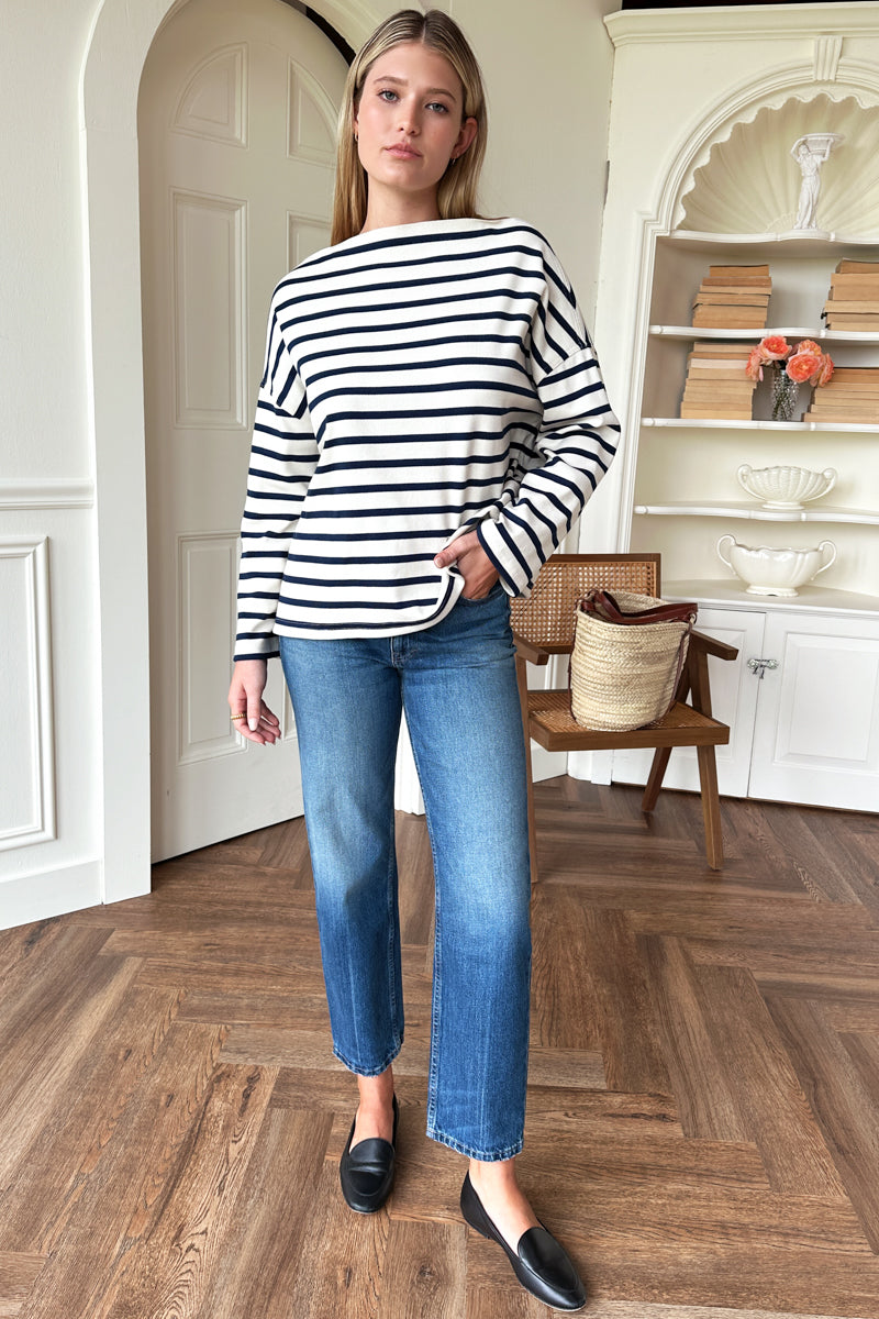 Bateau Top - Navy Stripe