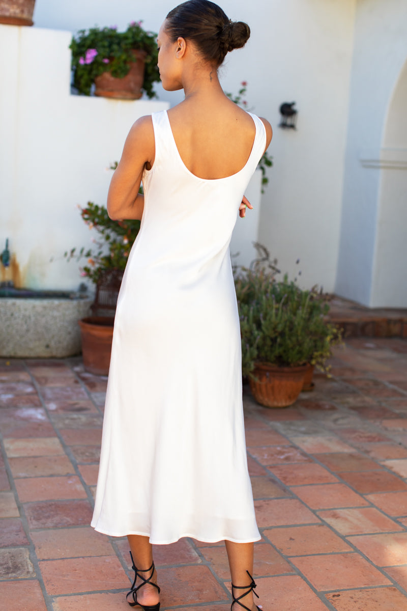 Bias Cut Dress - White Satin - Emerson Fry Bias Cut Dress - White Satin - Emerson Fry