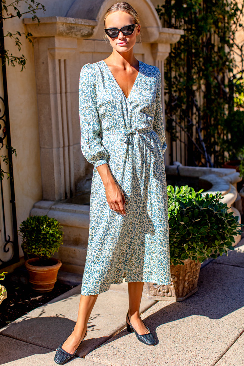 Bishop Sleeve Dress - Cypress Satin Bishop Sleeve Dress - Cypress Satin