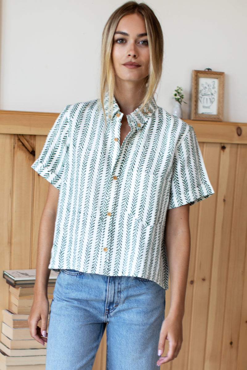 Boxy Shirt - Climbing Vines Linen