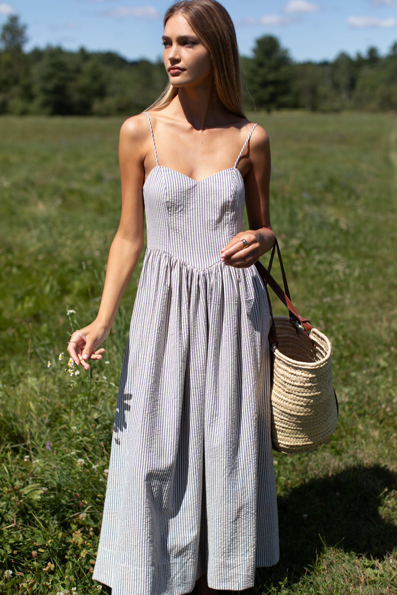 Cotton Day Dress - Newburyport Stripe M Cotton Day Dress - Newburyport Stripe M