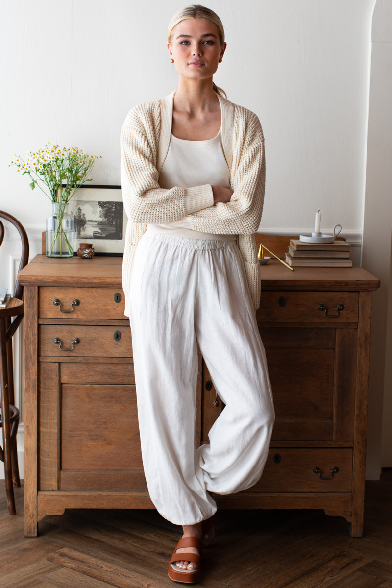 Cozy Cotton Cardigan - Ivory Tanguis Cotton