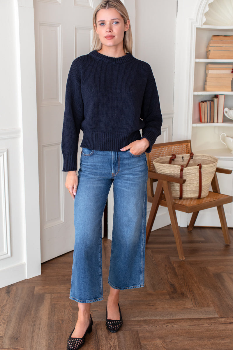 Cozy Cotton Sweater - Navy Organic