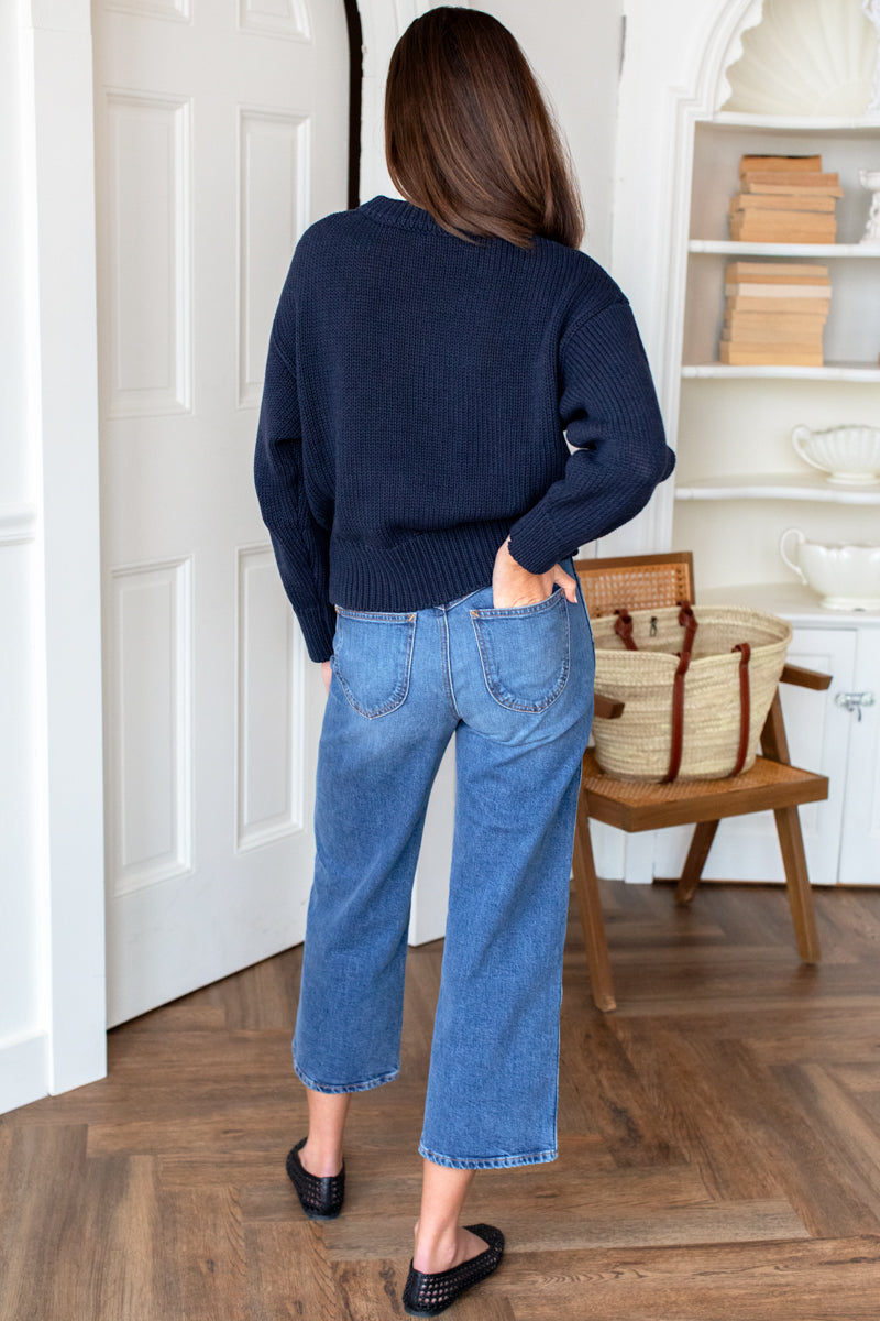 Cozy Cotton Sweater - Navy Organic