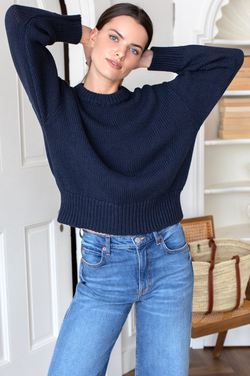 Cozy Cotton Sweater - Navy Organic