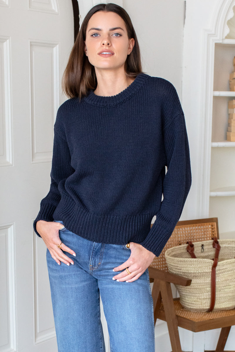 Cozy Cotton Sweater - Navy Organic